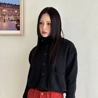 Monroe Collar Waffle Knit Cardigan