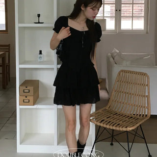 Linen Layered Banding Skirt