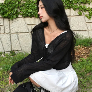 Summer Linen Ribbon Bolero Cardigan