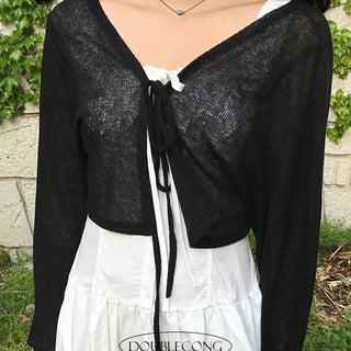 Summer Linen Ribbon Bolero Cardigan