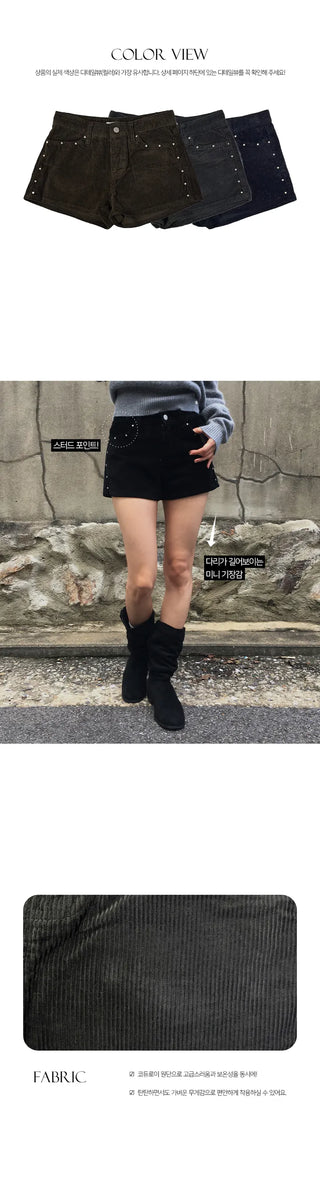 Heating Corduroy Studded Shorts