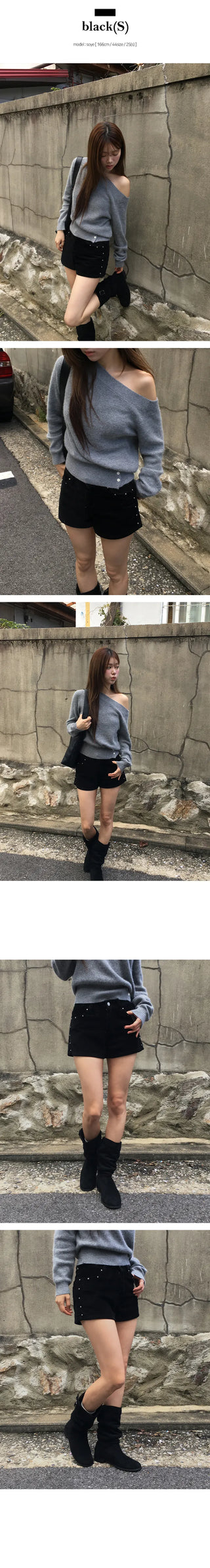 Heating Corduroy Studded Shorts