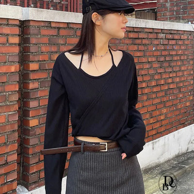 Ombre Halter Neck Nashi Layered T Shirt