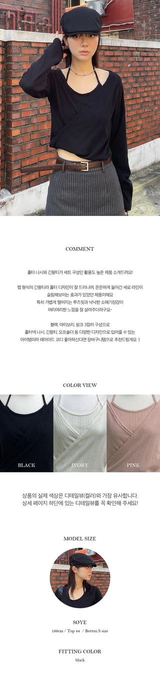 Ombre Halter Neck Nashi Layered T Shirt