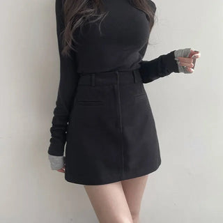 Underwear included Front pocket simple skirt