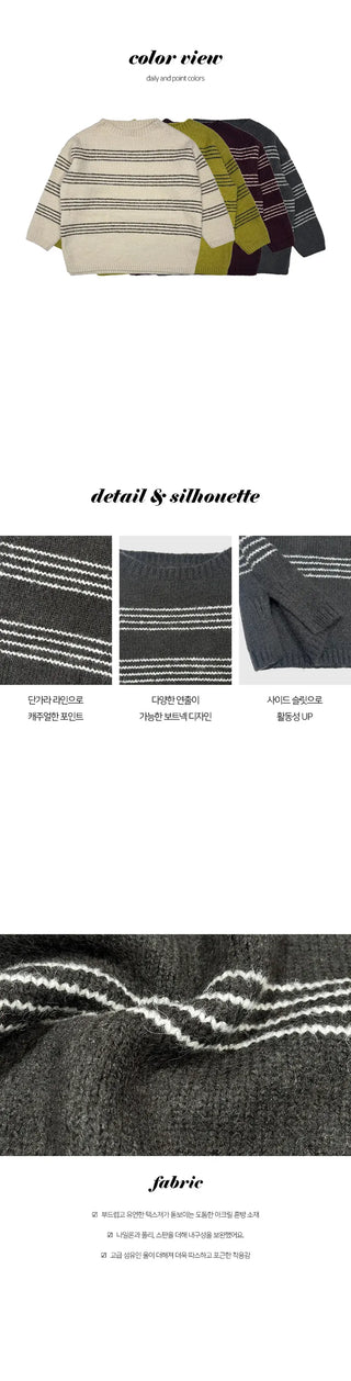 Poppy Color Block Single breasted Over Soft Fit Wool Loose Knit