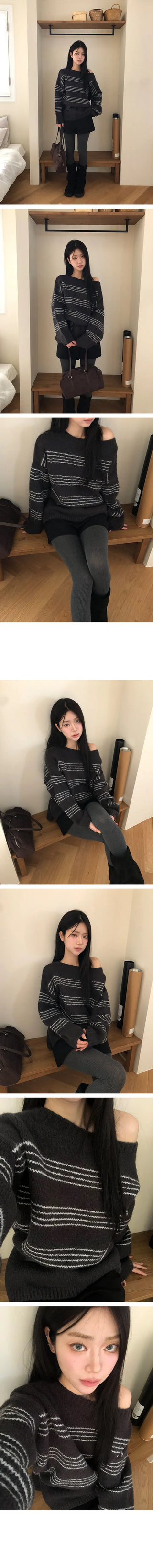 Poppy Color Block Single breasted Over Soft Fit Wool Loose Knit