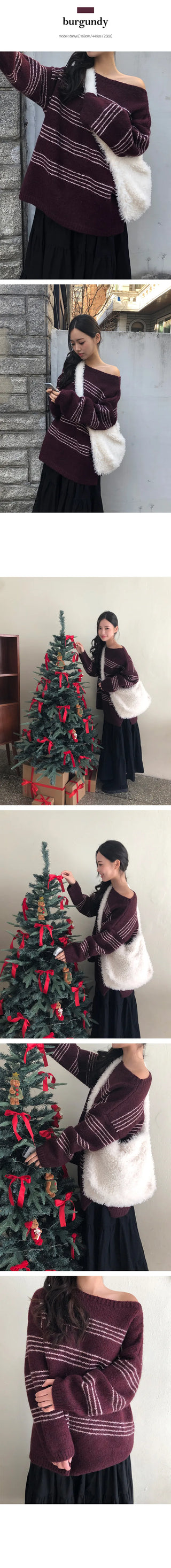 Poppy Color Block Single breasted Over Soft Fit Wool Loose Knit