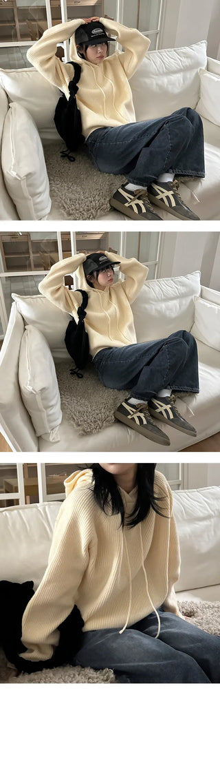 Jenna Daily Plain Hooded Knit