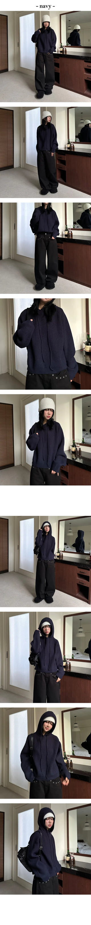 Jenna Daily Plain Hooded Knit