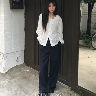 V Frill Front Ribbon Blouse