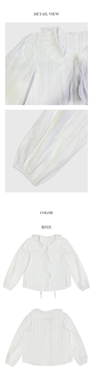 V Frill Front Ribbon Blouse