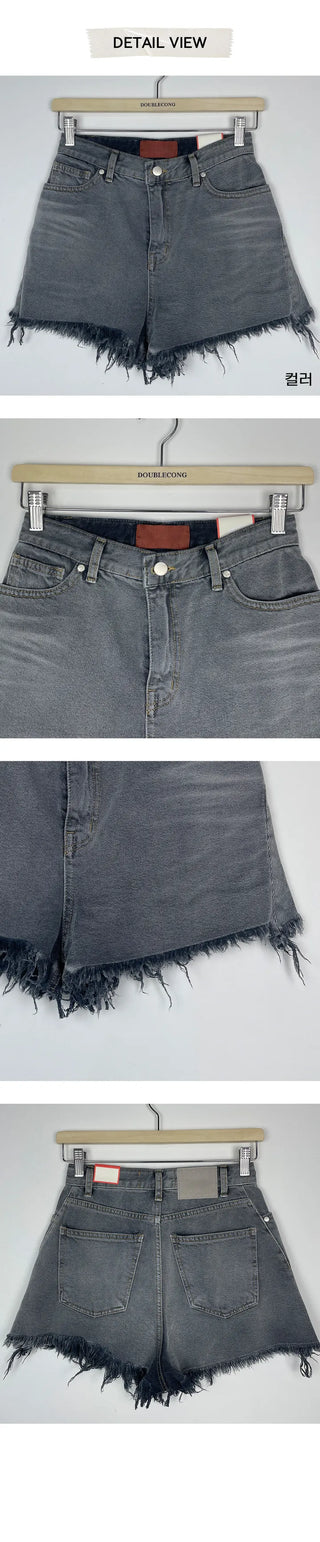 Gray denim 3 4 shorts