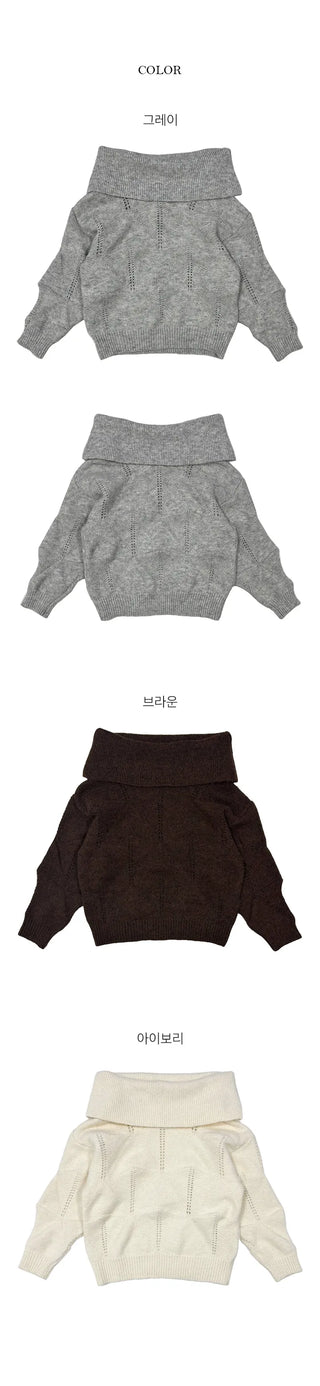 Kanida punching wool off shoulder knit