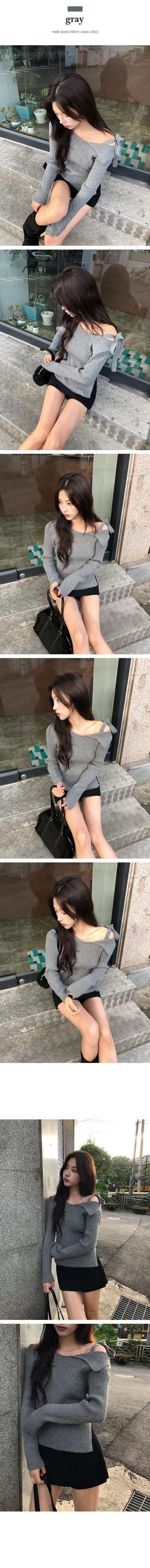 Fleece ribbon team one shoulder ribbed knit