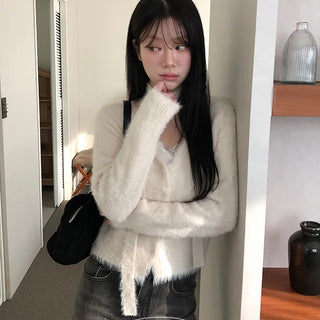 Rollo Angora Muffler Knit Cardigan Set