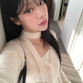 Rollo Angora Muffler Knit Cardigan Set