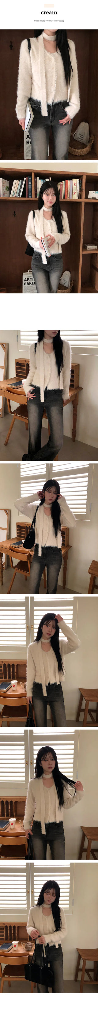 Rollo Angora Muffler Knit Cardigan Set