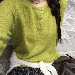 Alpaca front button round knit