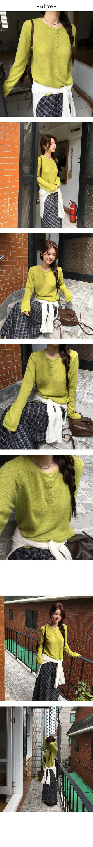 Alpaca front button round knit