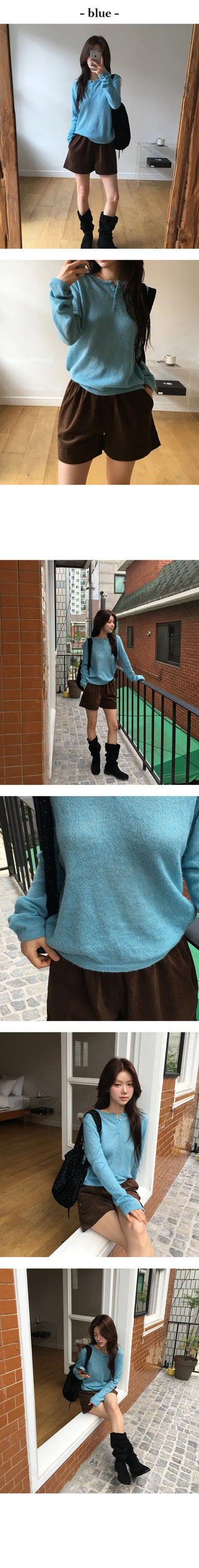 Alpaca front button round knit