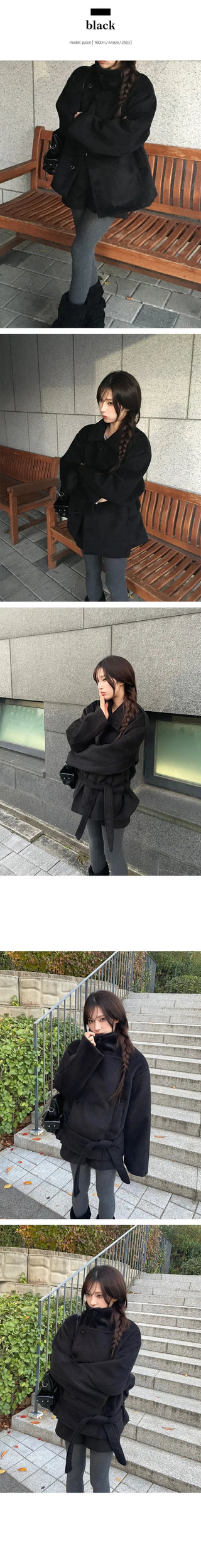 Planning Pla high neck belt double coat