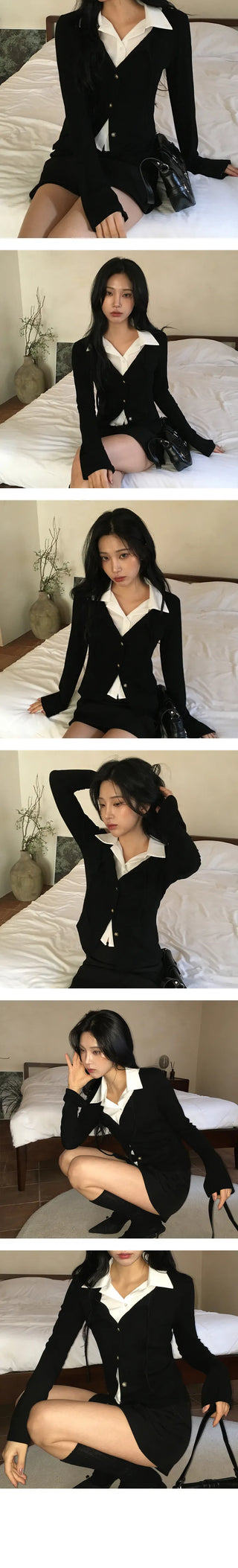 Vivi Shirt Layered Tie Cardigan