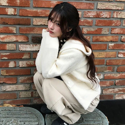 Dason pocket button fur collar zip up