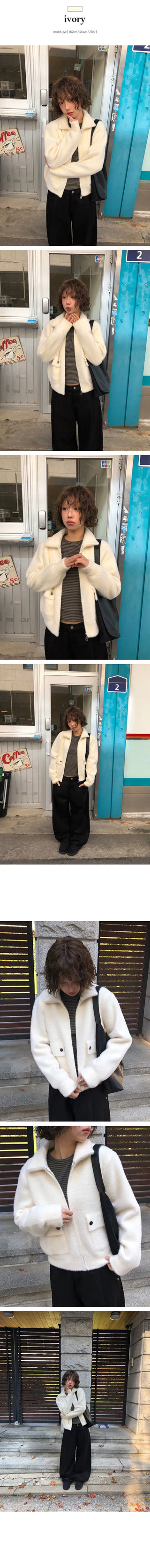 Dason pocket button fur collar zip up