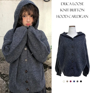 Duca Loose Knit Button Hooded Cardigan