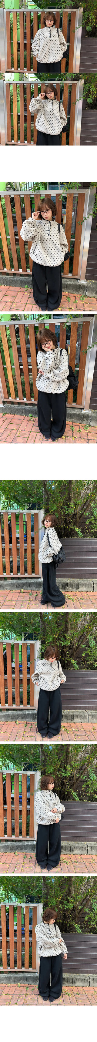 Dot color block anorak fleece zip up