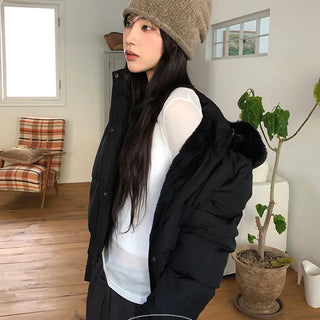 Planning Goring high neck fur hood short padding