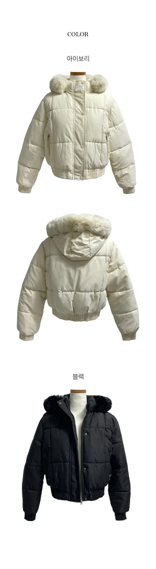 Planning Goring high neck fur hood short padding
