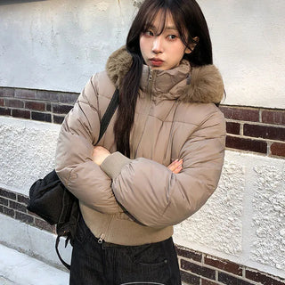Poppy matte fur hooded short padding