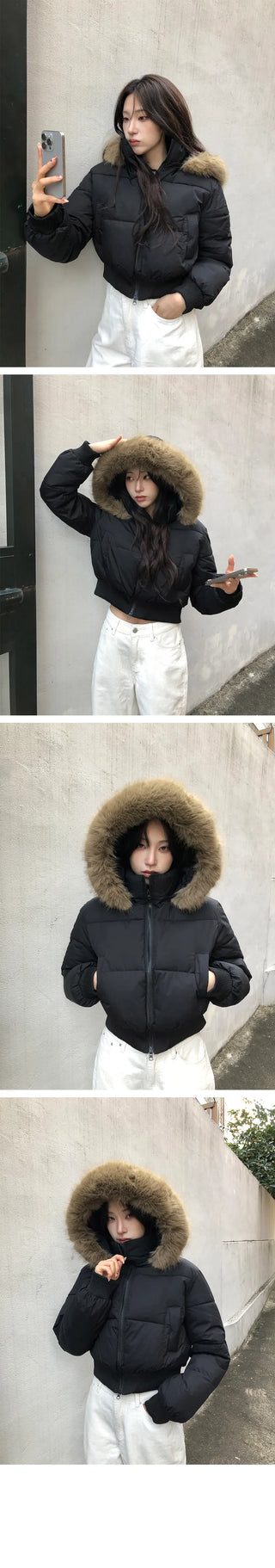 Poppy matte fur hooded short padding