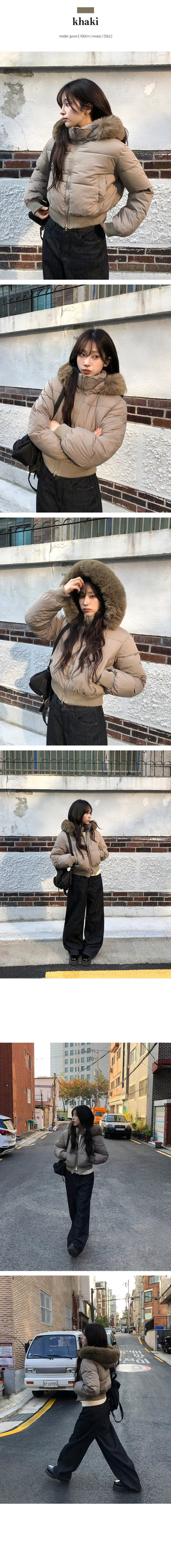 Poppy matte fur hooded short padding