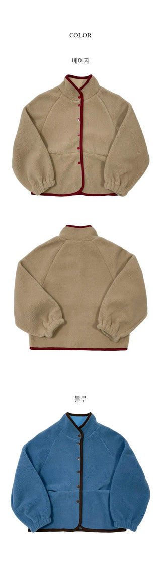 Donna two tone snap button fleece jumper