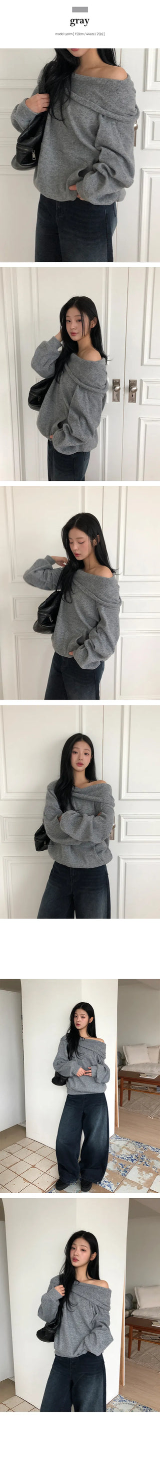 Poa fleece cowl neck hooded off shoulder