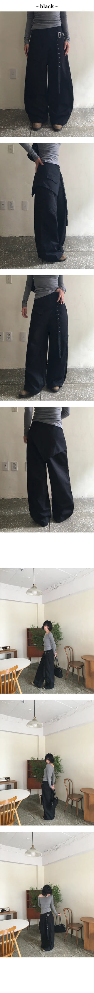 Natty Buckle Layered Wrap Pants
