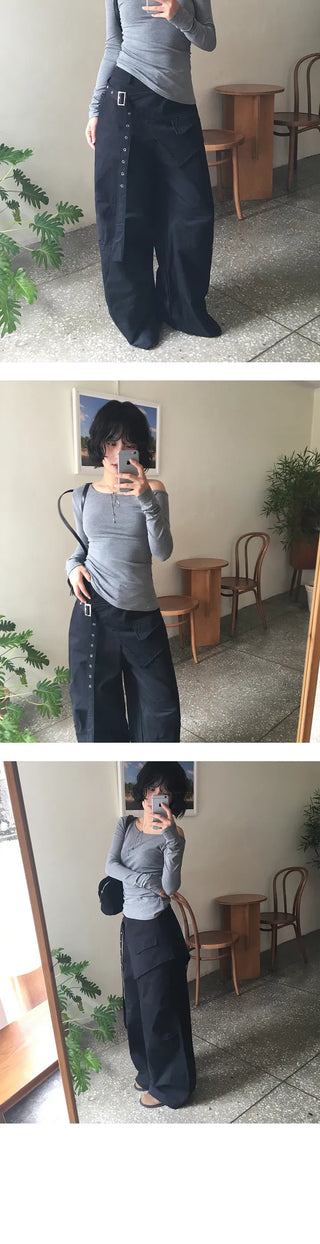 Natty Buckle Layered Wrap Pants