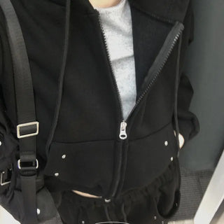 Eyelet Detail Two-Way Hood Zip-Up