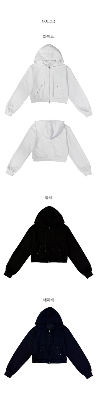 Eyelet Detail Two-Way Hood Zip-Up