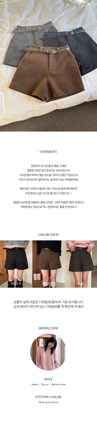 Kennt Belt Set Wool Shorts
