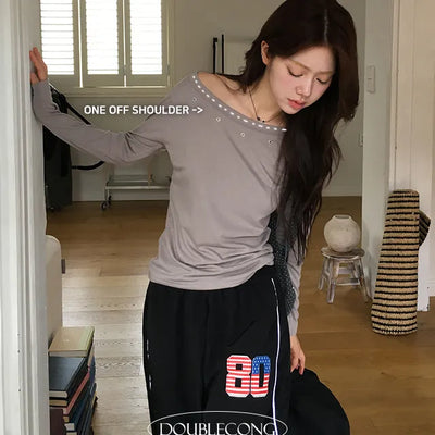 Autumn Studded Boat Neck Long Sleeve