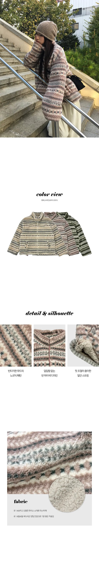 Snowflake ethnic avant fleece zip up