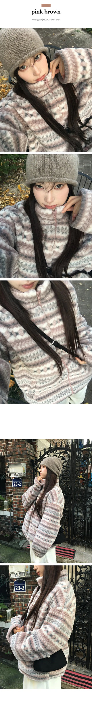 Snowflake ethnic avant fleece zip up