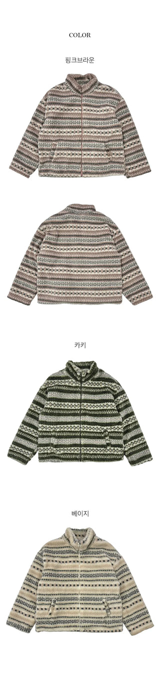 Snowflake ethnic avant fleece zip up