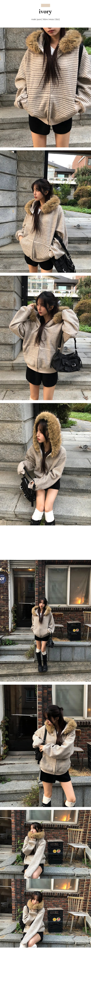 Hailey Dangara fur knit hooded zip up
