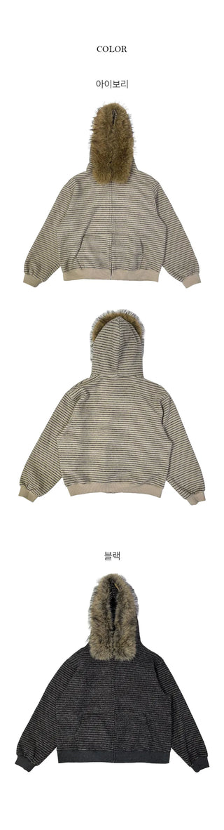 Hailey Dangara fur knit hooded zip up