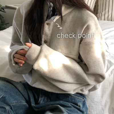 Connie Check Fleece Anorak Half Zip Man to Man